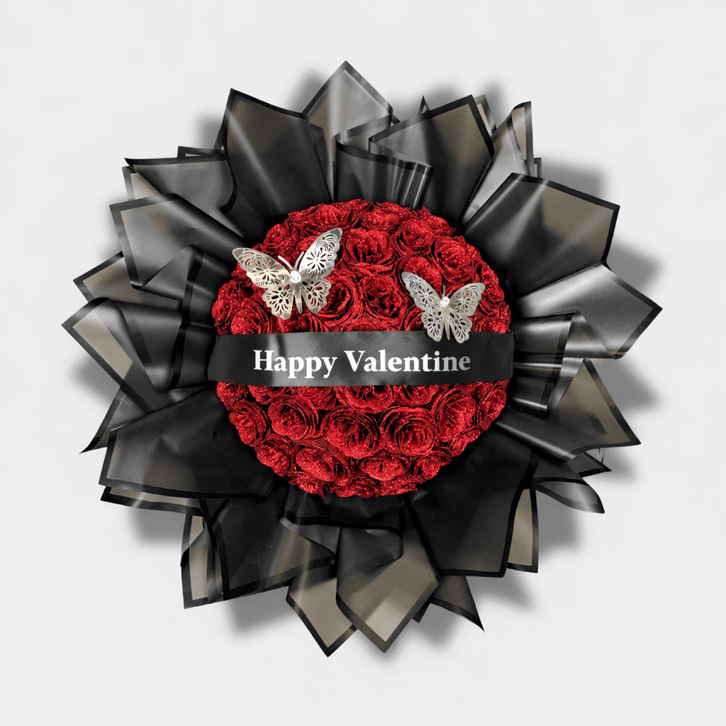 Glitterrozen boeket | Rood