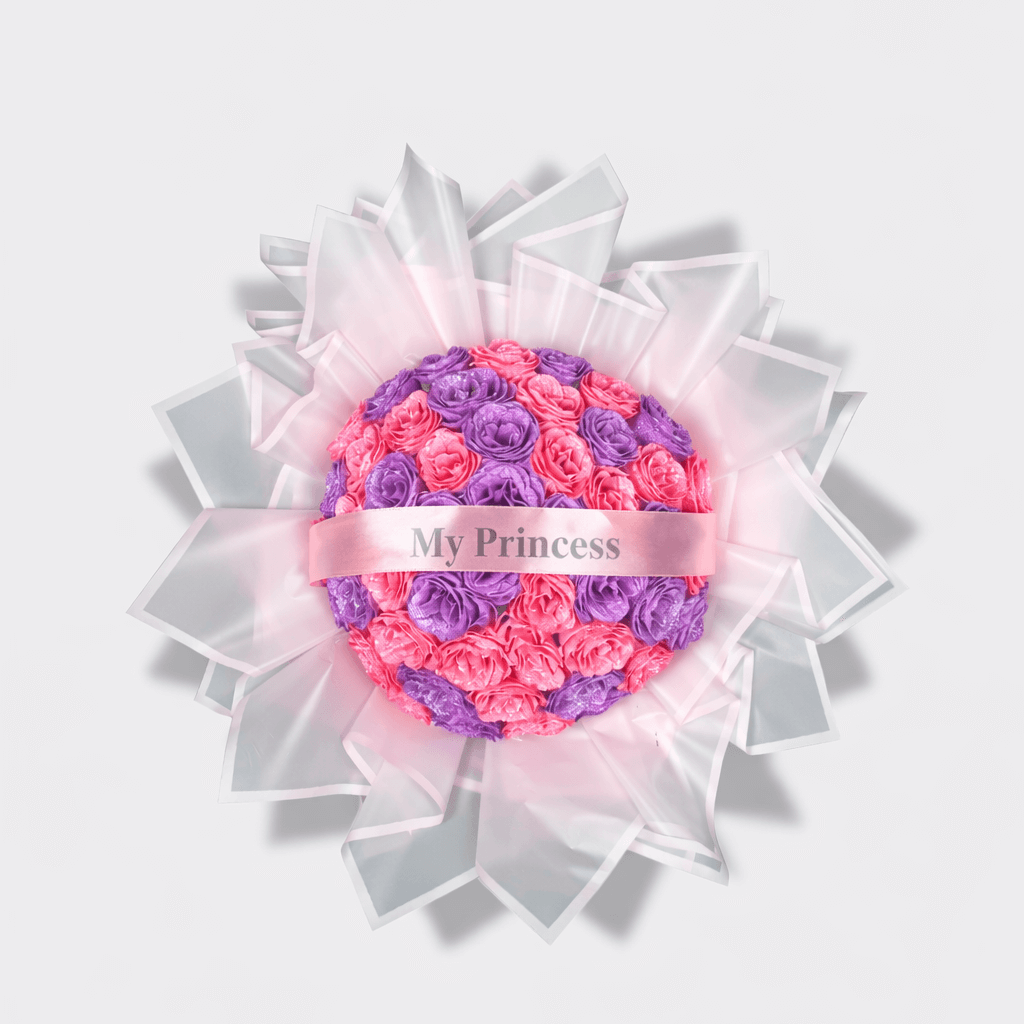 Glitterrozen boeket | Roze-Lila