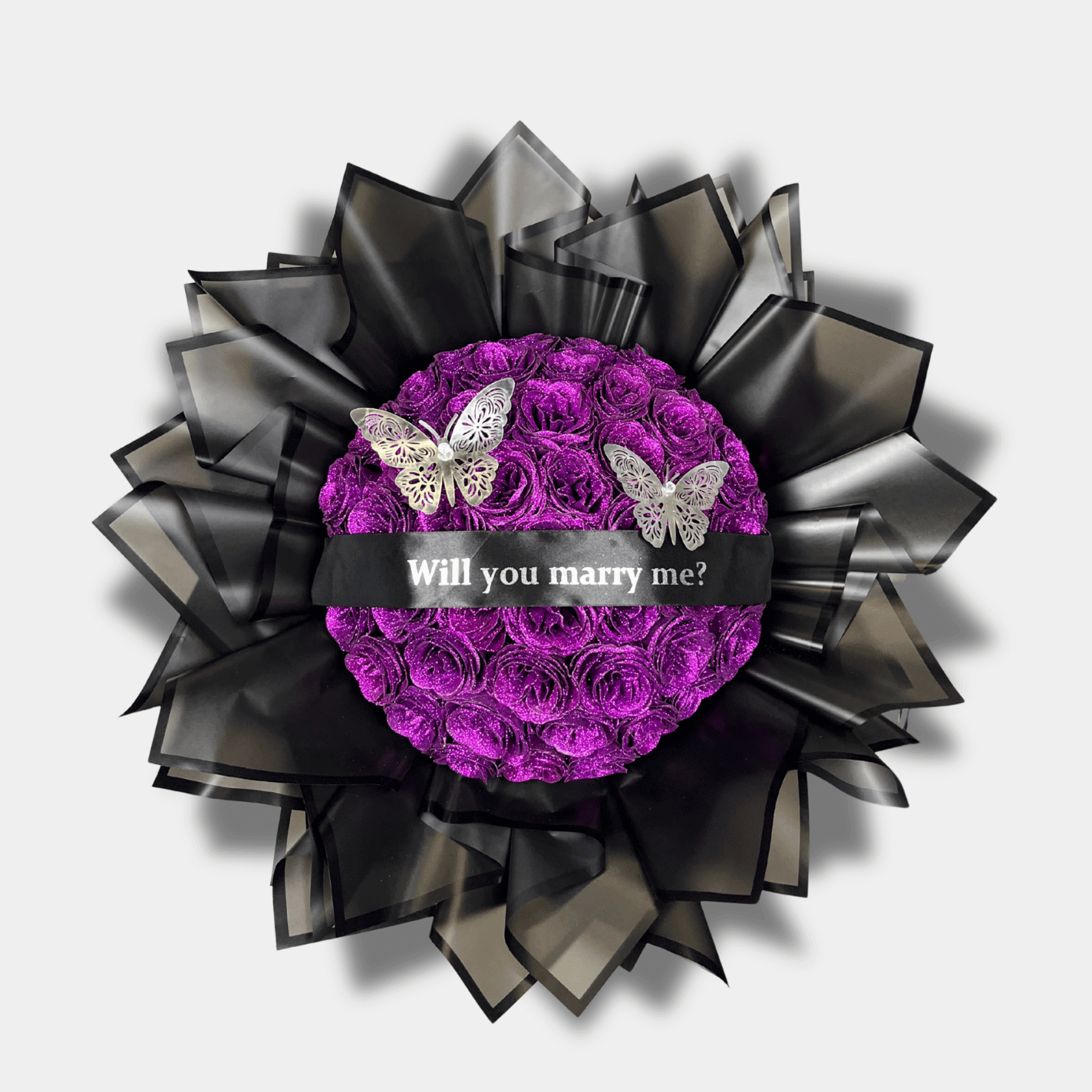 Glitterrozen boeket | Paars