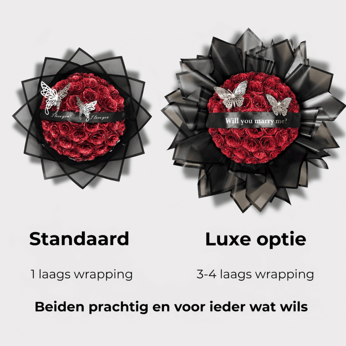 Glitterrozen boeket | Rood