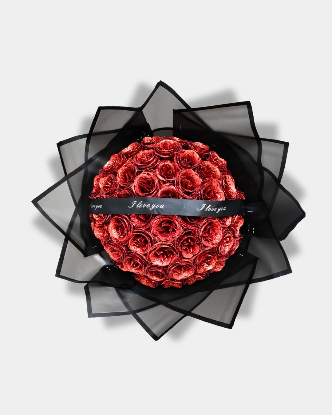 Glitterrozen boeket | Rood