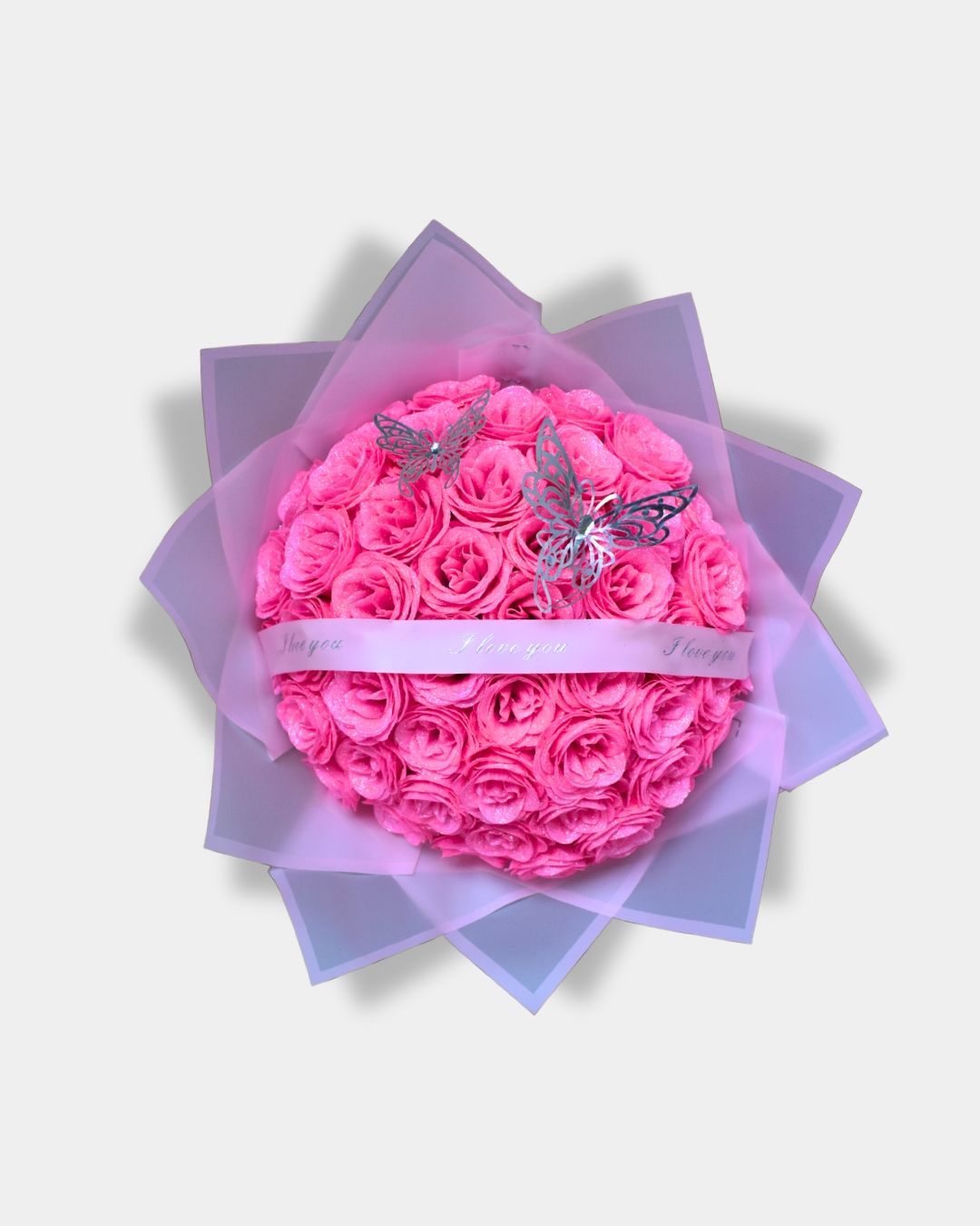 Glitterrozen boeket | Roze