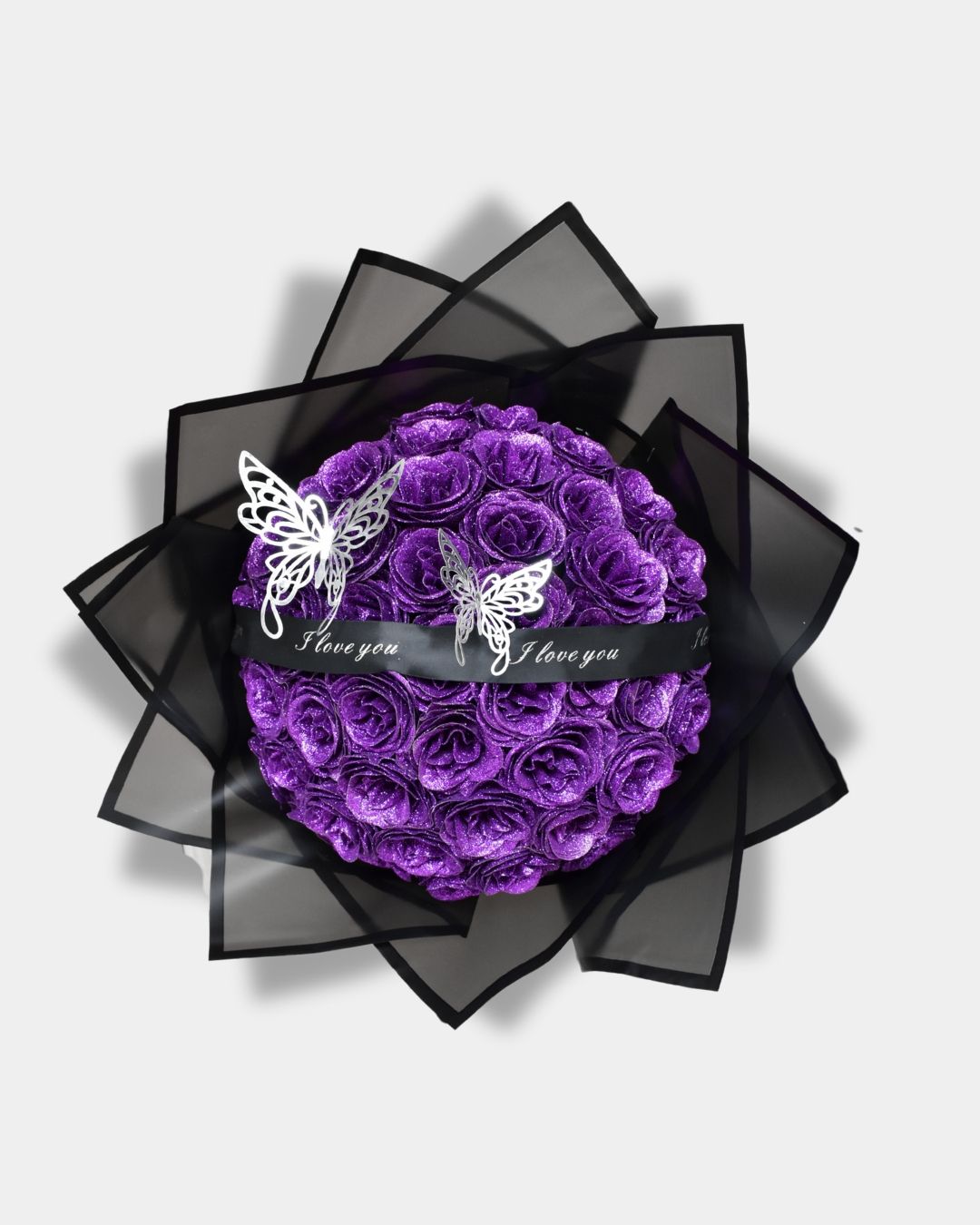 Glitterrozen boeket | Paars