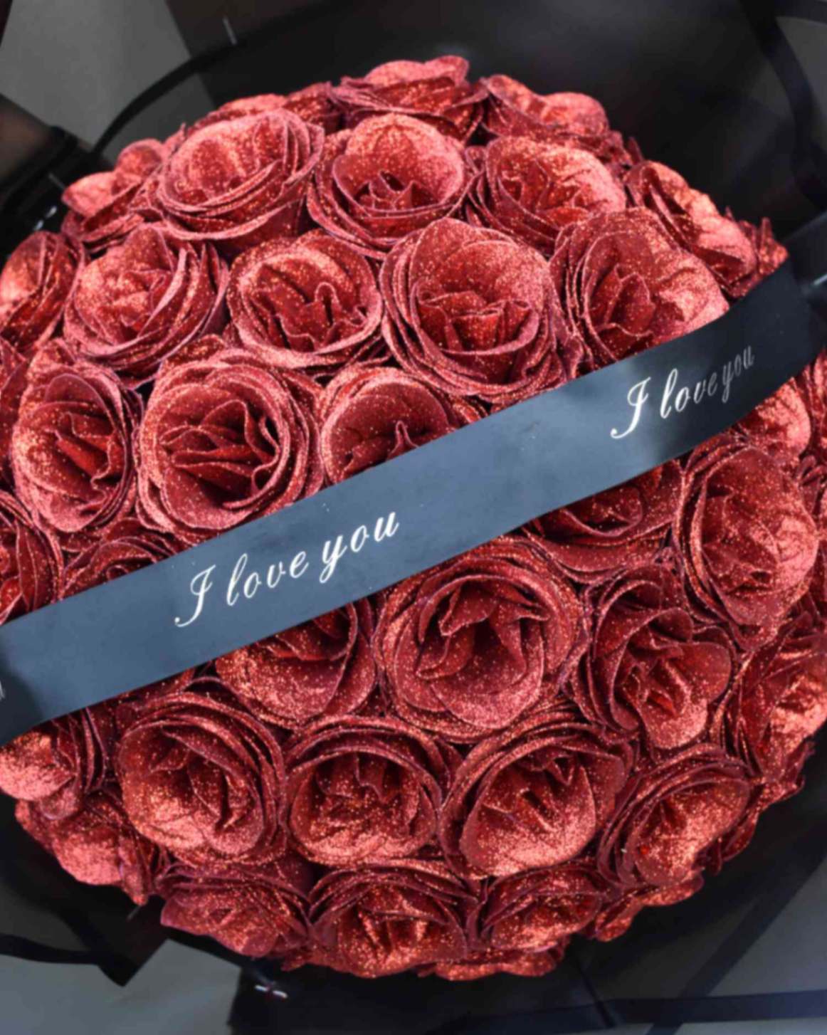 Glitterrozen boeket | Rood