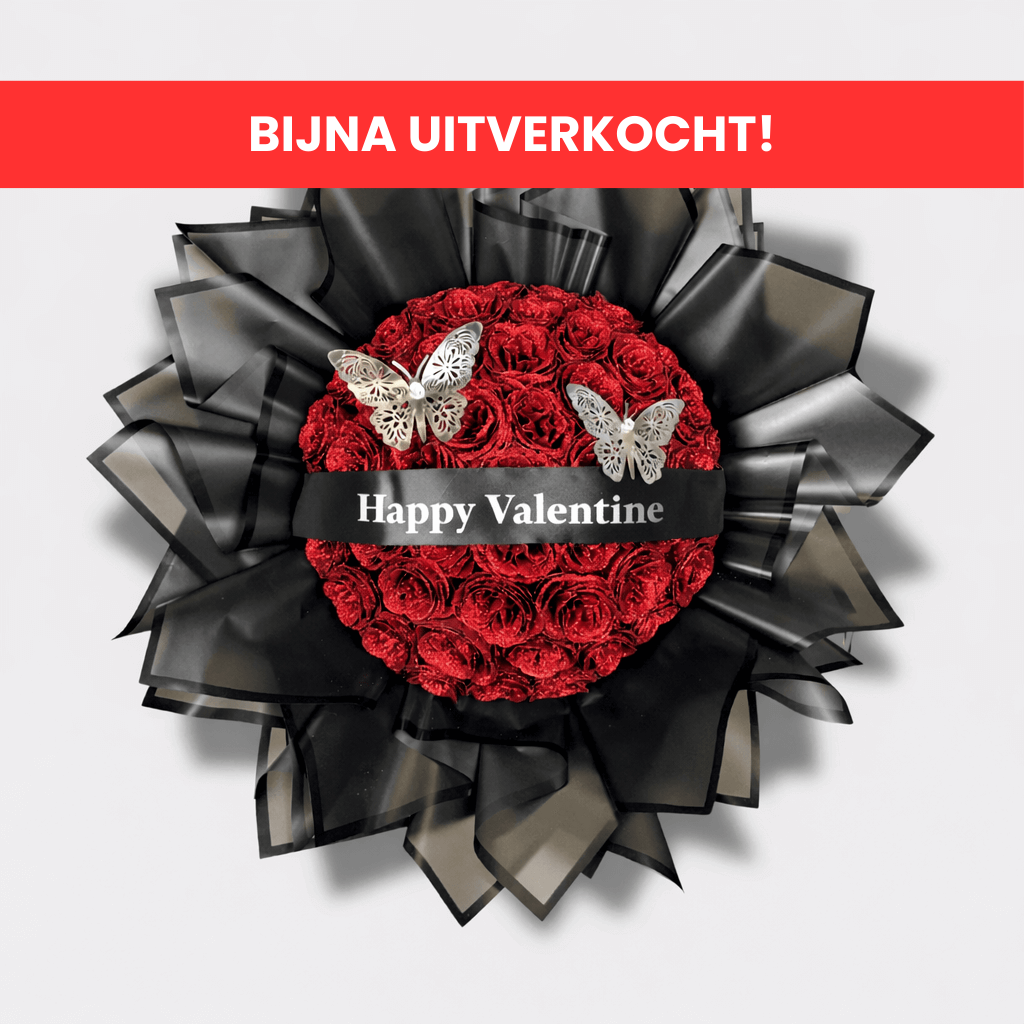 Glitterrozen boeket | Rood