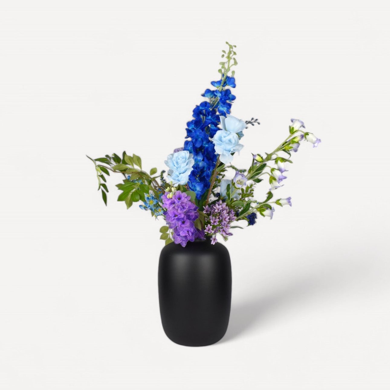 paars blauw zijden bloemen boeket groot 